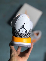 Jordan 3 White and Orange Men's Sneakers