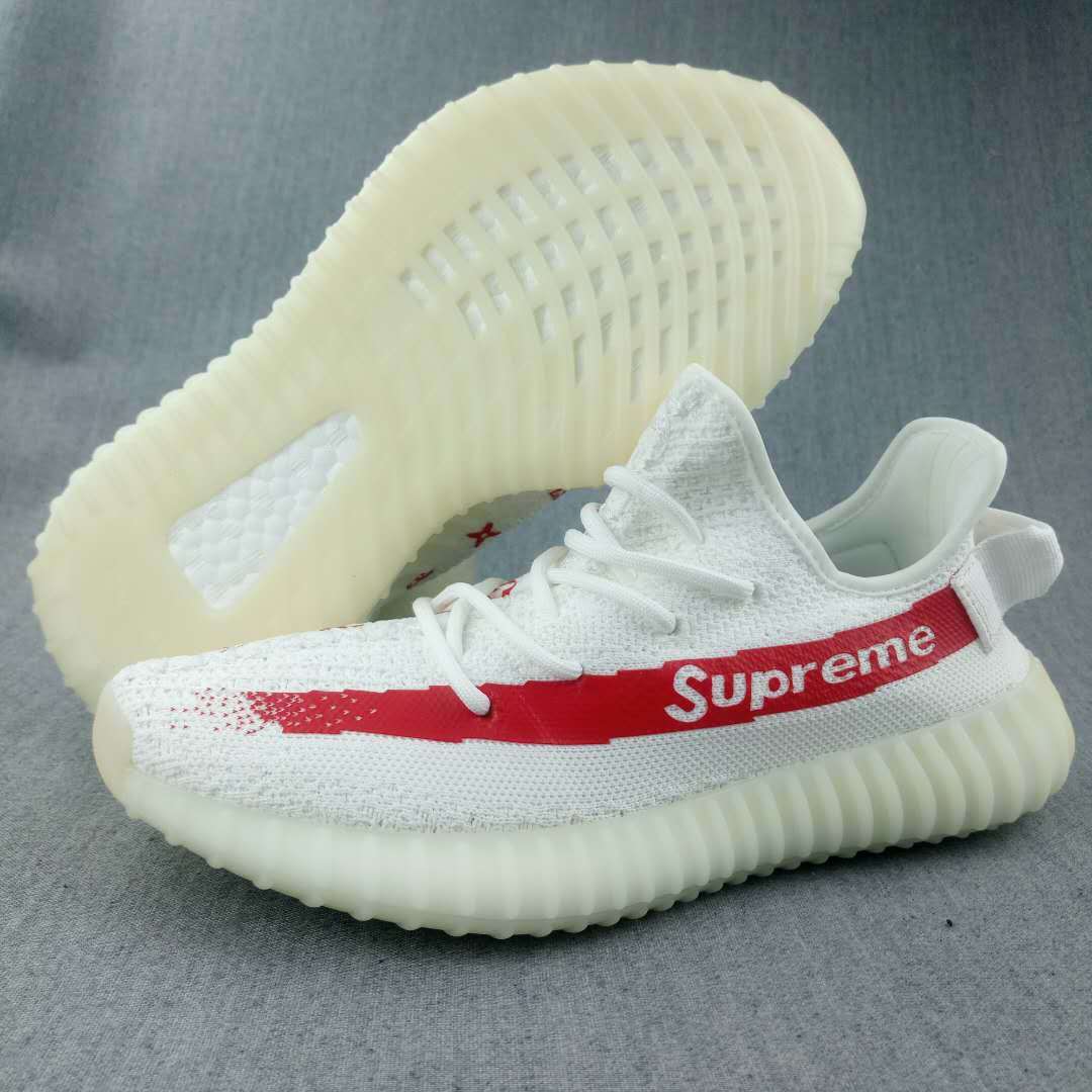 Yeezy 350 V2 White Red Printed Sneakers