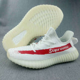 Yeezy 350 V2 White Red Printed Sneakers