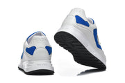 Prada White and Blue Low-Top Lace-Up Sneakers