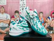 Nike White Green Graffiti Basketball Sneakers