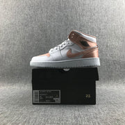Air Jordan 1 Mid Rose Gold White Sneakers 555112-190
