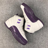 Jordan Air Jordan 12 Retro White and Deep Purple Sneakers