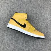 Air Jordan 1 Mid Yellow Black White 554724-700 Sneakers
