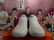 Nike White Knit-Style Sneakers with Black Swoosh