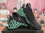 Jordan Black and Green Basketball Sneakers