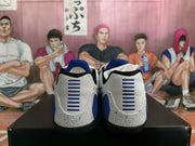Nike White and Blue Basketball Sneakers