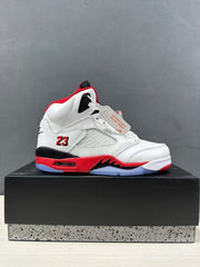 Jordan Air Jordan 5 Fire Red Black Tongue Sneakers White Red