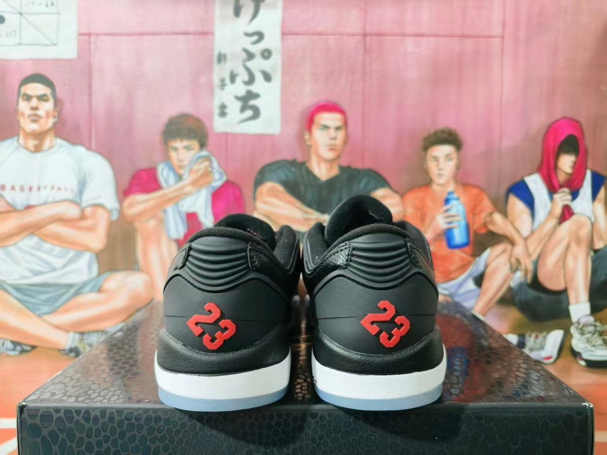 Black White Red Low-Top Basketball Sneakers