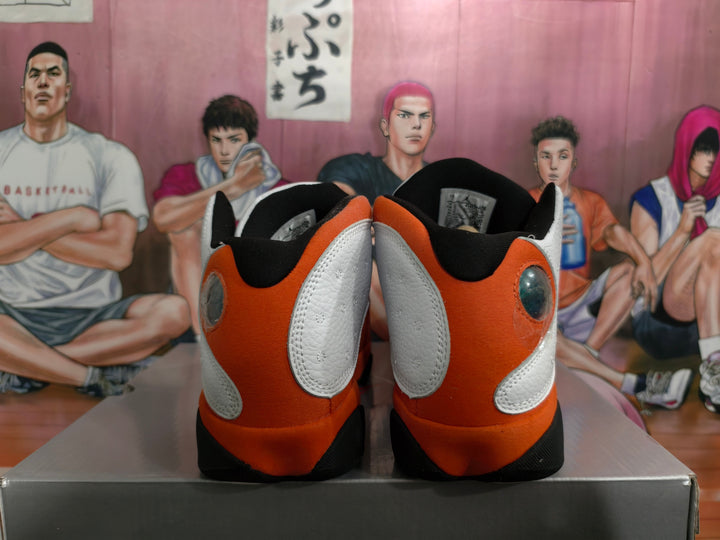 Jordan 13 Retro Basketball Sneakers White and Orange