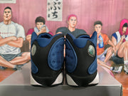 Jordan 13 Black and Deep Blue Basketball Sneakers