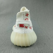 Yeezy 350 V2 White Red Printed Sneakers