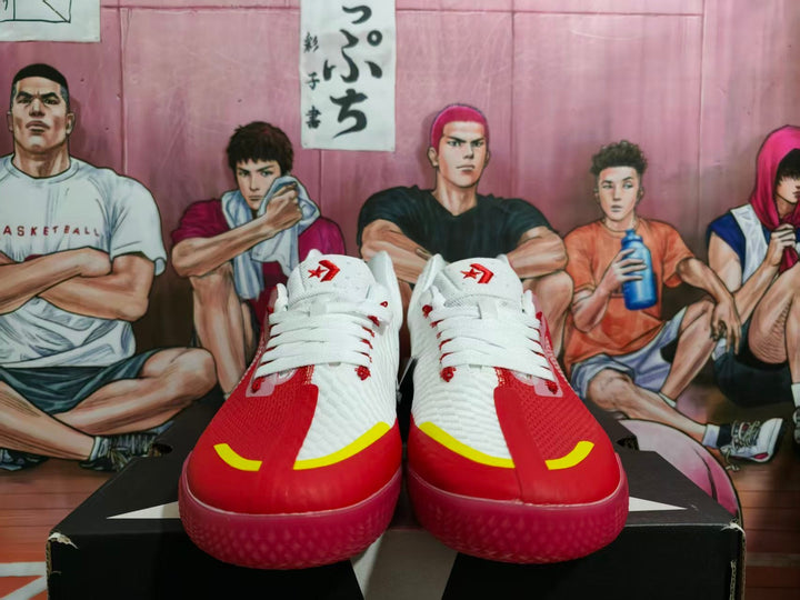 Converse White and Red Low-Top Sneakers