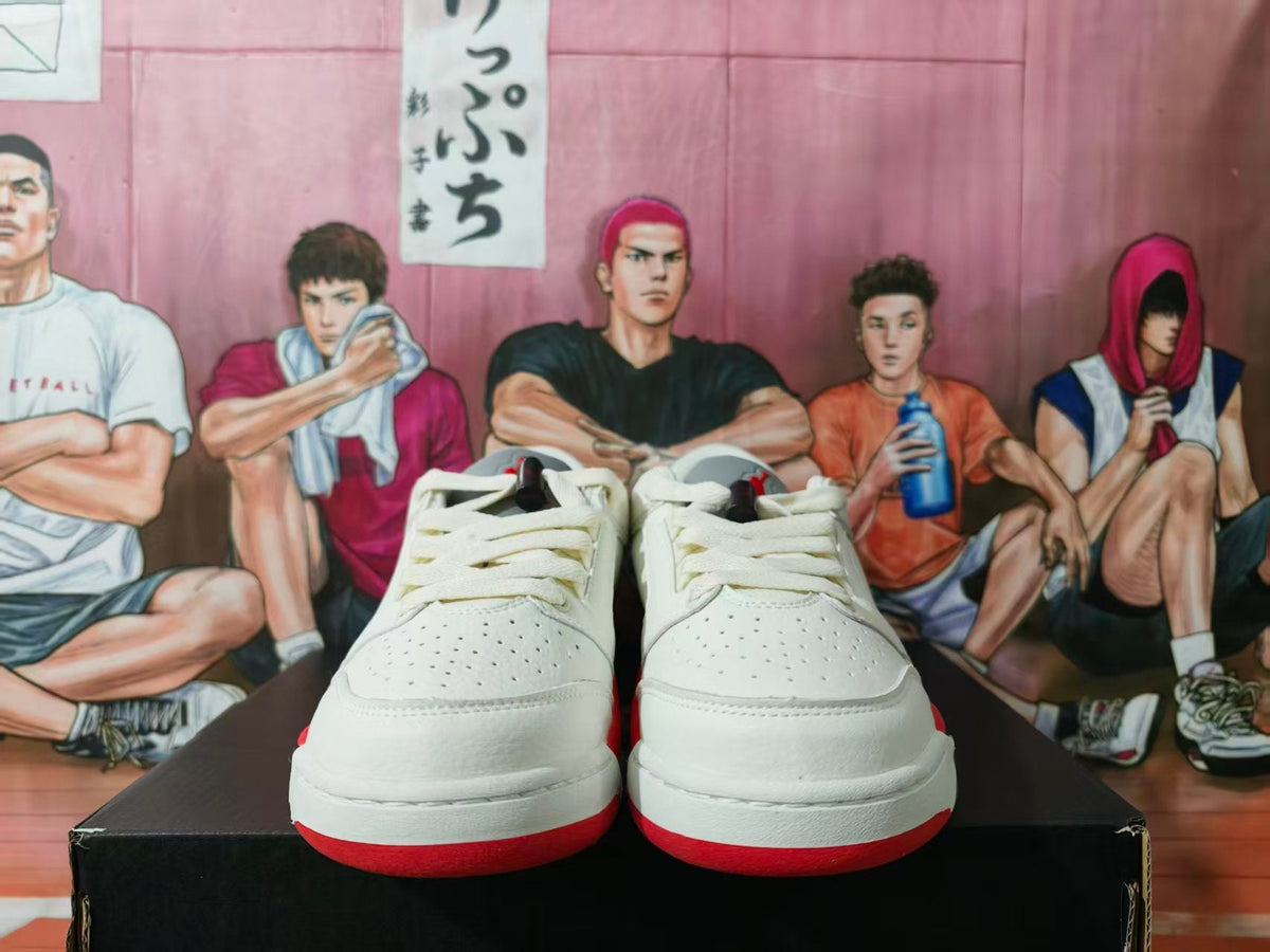 Jordan 5 Retro Low White and Red Sneakers