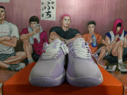Nike White and Purple Basketball Sneakers