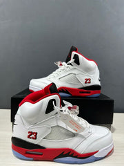 Jordan Air Jordan 5 Fire Red Black Tongue Sneakers White Red