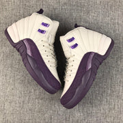 Jordan Air Jordan 12 Retro White and Deep Purple Sneakers