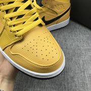Air Jordan 1 Mid Yellow Black White 554724-700 Sneakers