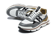 Hermès Gray and White Leather-Look Low-Top Sneakers