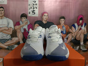 Nike White and Blue Basketball Sneakers