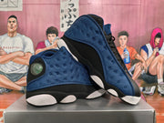 Jordan 13 Black and Deep Blue Basketball Sneakers
