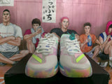 Adidas White and Blue Basketball Sneakers with Multicolor Accents