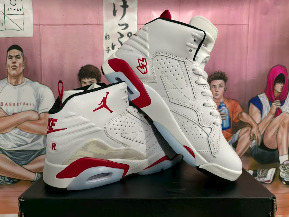 Jordan High-Top Sneakers White Black Red