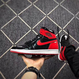 Jordan 1 High Black Red Patent Leather Sneakers