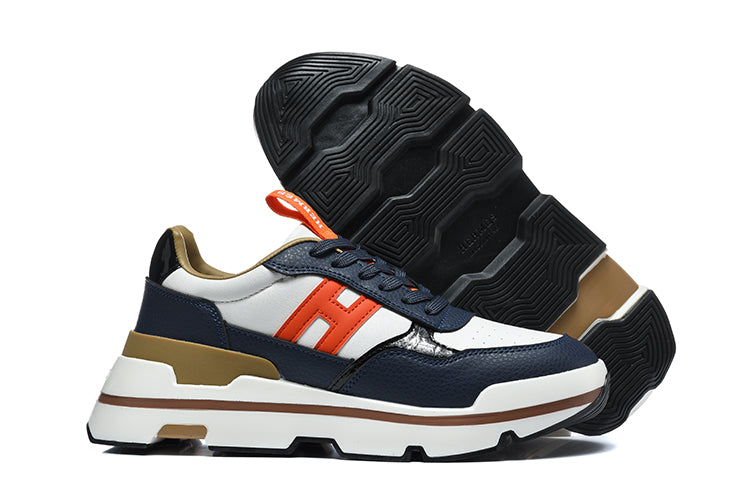 Hermès Trail Sneakers in Navy, White and Orange