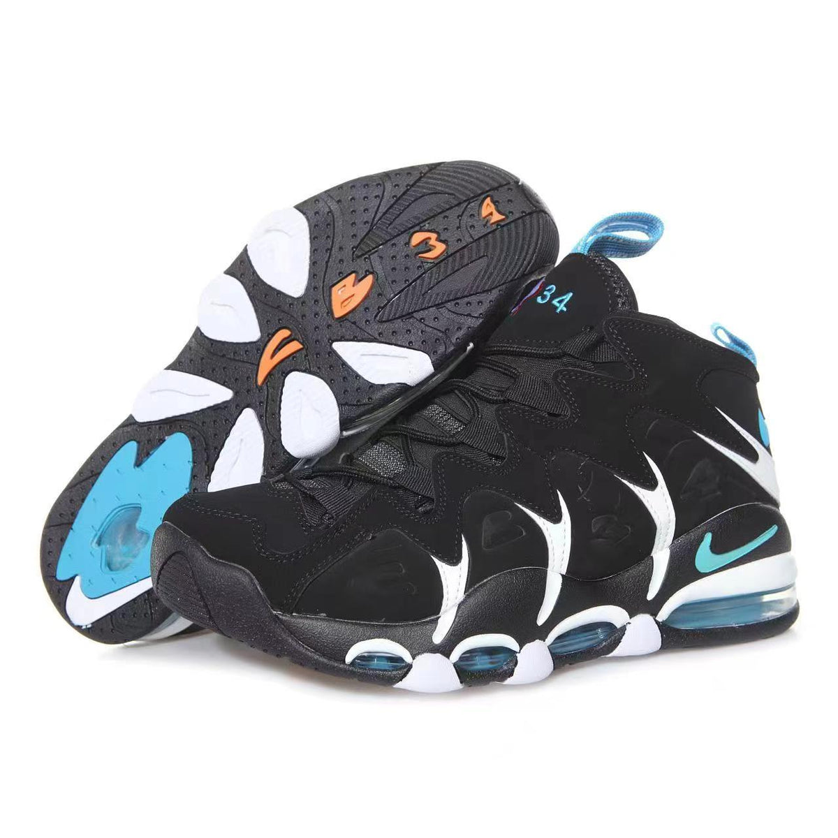 Nike Air More Uptempo Black, White and Blue Sneakers