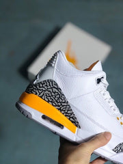 Jordan 3 White and Orange Men's Sneakers