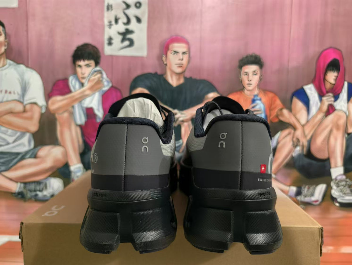 On Cloud Running Sneakers Mineral Gray and Black