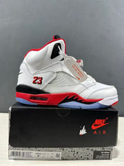 Jordan Air Jordan 5 Fire Red Black Tongue Sneakers White Red
