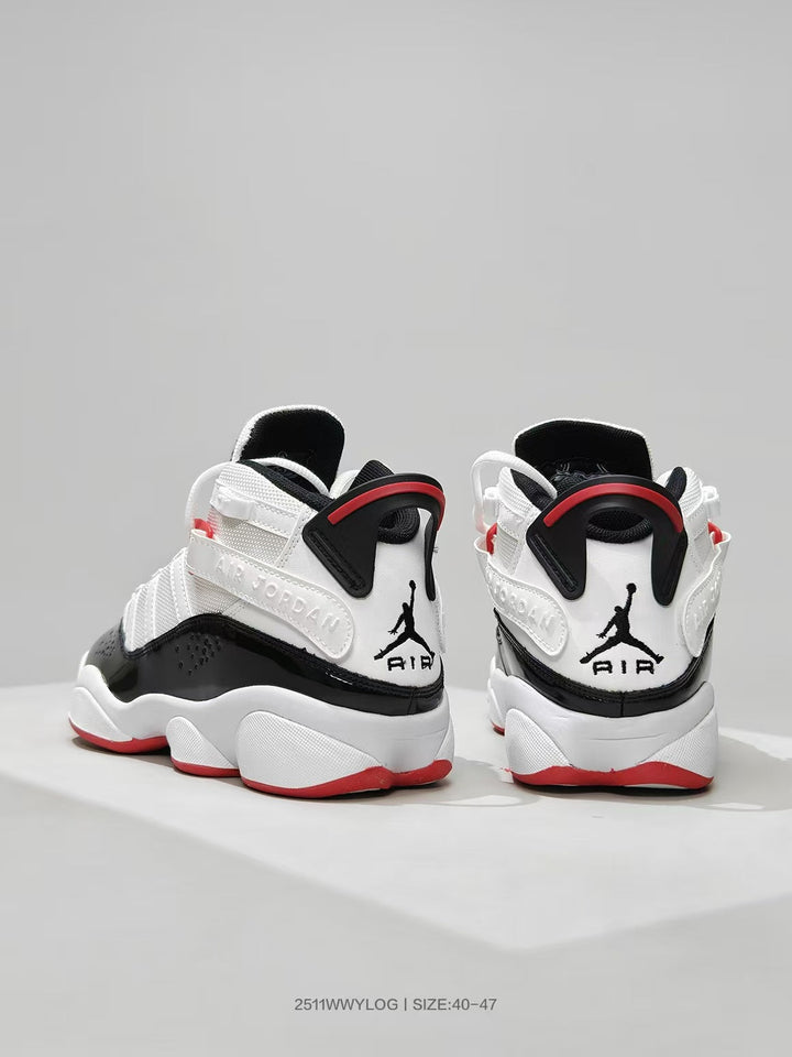 Jordan 6–7 White Black Red High-Top Sneakers