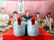 Nike White and Blue Basketball Sneakers with Red Accents