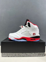 Jordan Air Jordan 5 Fire Red Black Tongue Sneakers White Red