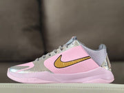 Nike Kobe 5 Low Basketball Shoes Pink Silver Gold