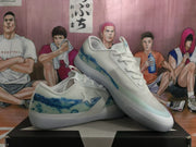 White and Blue Star-Logo Sneakers