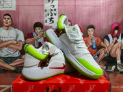 Nike Zoom Basketball Shoes White and Fluorescent Green