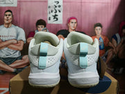 ASICS White Basketball Shoes with Mint Green Accents
