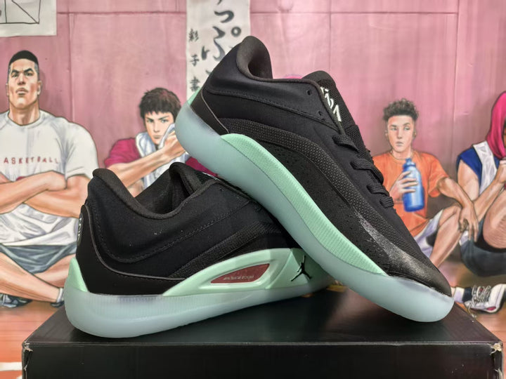 Jordan Black and Mint Green Basketball Sneakers