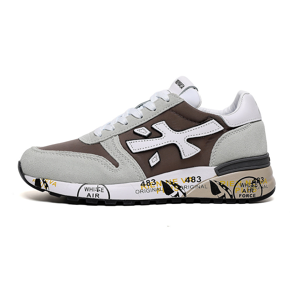 Premiata Brown and Gray Low-Top Sneakers
