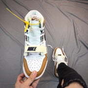 Air Jordan Legacy 312 High-Top Sneakers in White and Tan