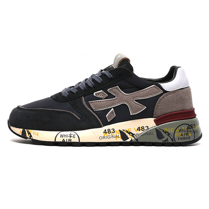 Premiata Mick Black and Taupe Low-Top Sneakers