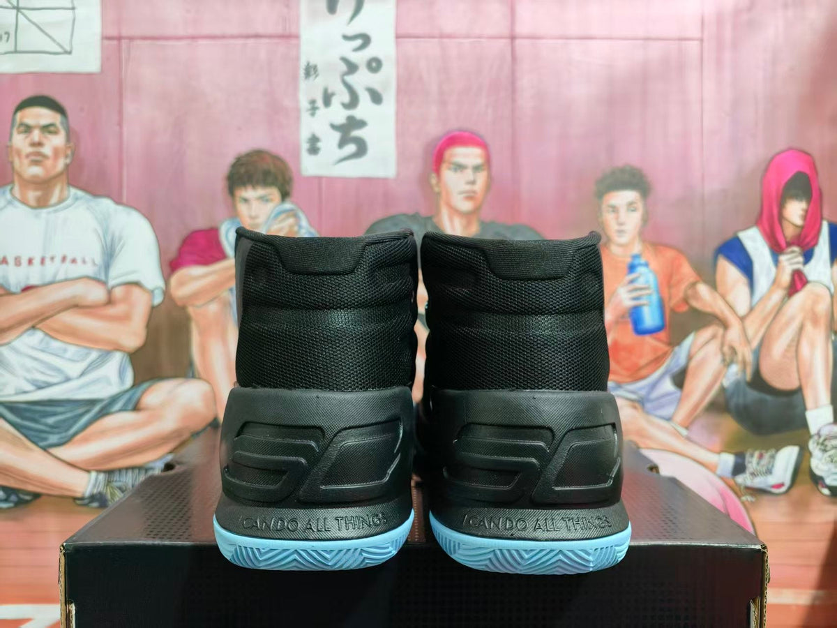 Under Armour Black and Blue High-Top Basketball Shoes