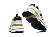 Hermès White and Black Low-Top Sneakers with Brown Trim