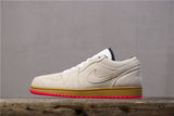 Jordan 1 Low Releasing With Pink Bottoms Gray White Sneakers 553558-119