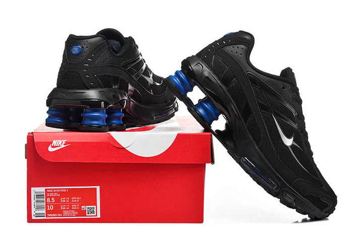 Nike Shox R4 Black and Blue Sneakers