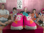 Pink Basketball Shoes with Metallic Gold Accents