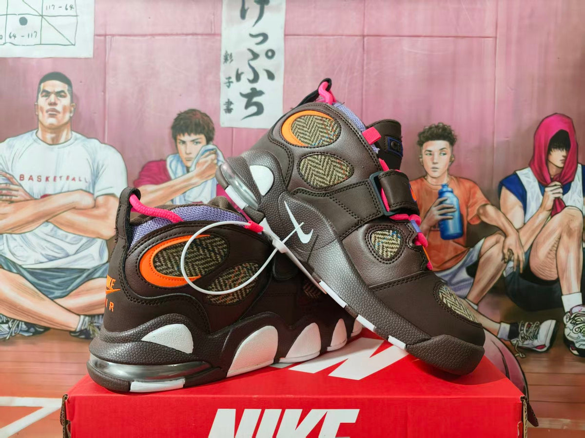 Nike Brown Basketball Sneakers with Pink Accents